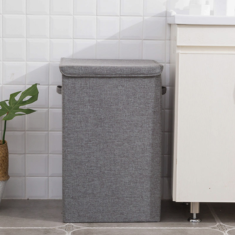 Fabric Laundry Hamper with Handles, Large (63cm x 40cm x 40cm), Grey