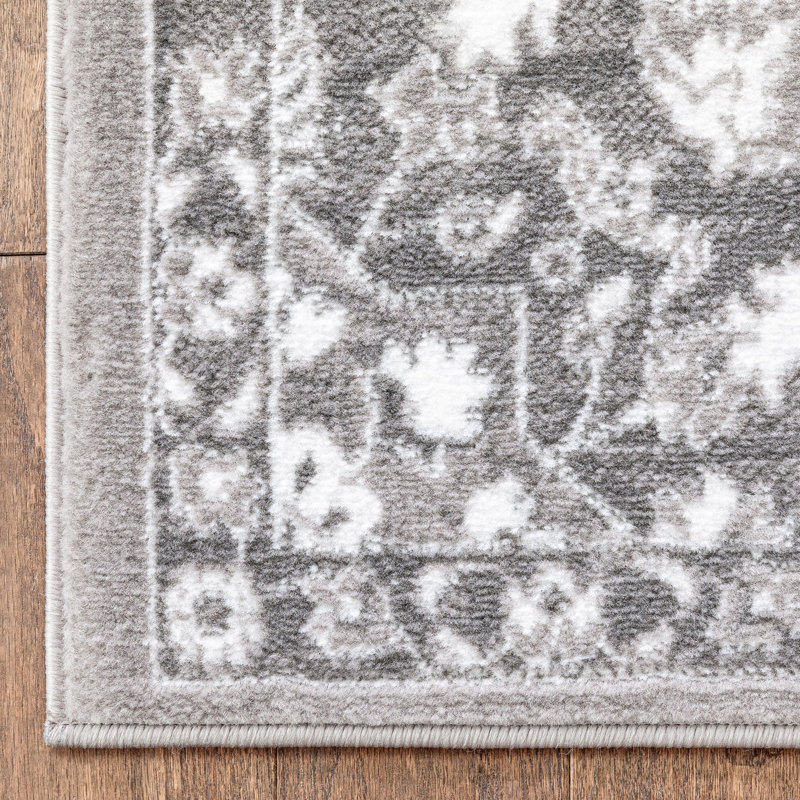 Granada Transitional Oriental Medallion Pattern Grey Rug, Runner 2'3" x 7'3"