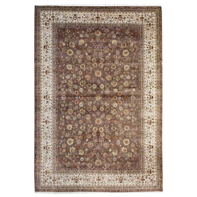Tapis brun / beige nouvel âge 10 pi 3 po x 14 pi 10 po Moghul