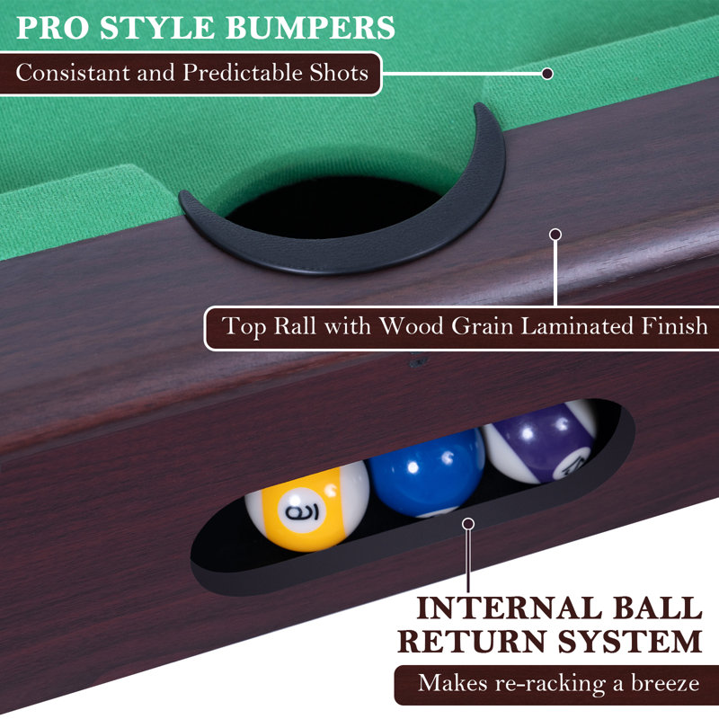 Ensemble de table de billard robuste de 6 pi avec patins, queues de billard, boules, triangles, craies et brosse RayChee 