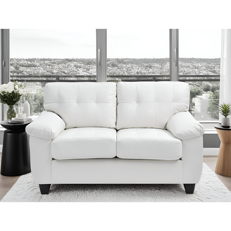 Rimouski Faux Leather Loveseat, White
