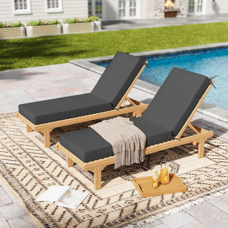 Coussin de chaise longue d'extérieur 4 po Wynee (1 pièce), Bleu, 80" W x 26" D 