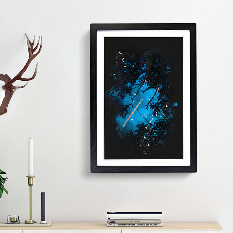 Airplane Through the Trees - Picture Frame Painting Print, 87cm H x 62cm W x 2cm D, Black Framed