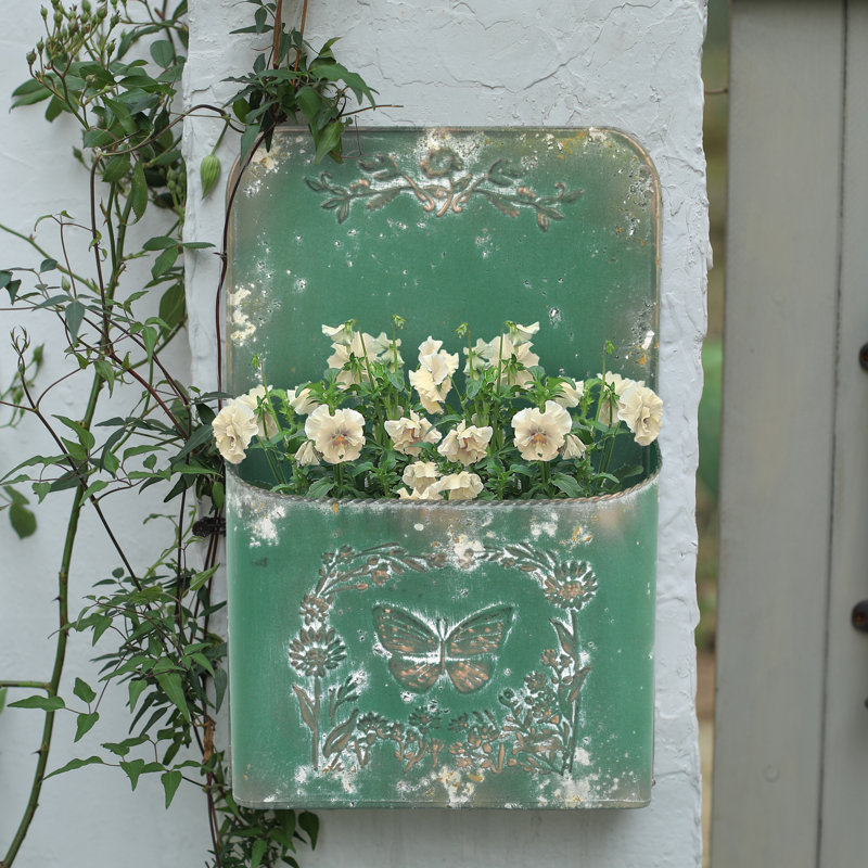 Jardinière murale en métal rustique pour plantes d'intérieur / extérieur, fleurs fraîches et artificielles, décoration murale de ferme pour jardin extérieur