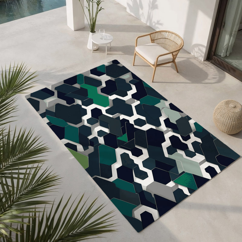 Tapis intérieur et extérieur Spiral Fragment, Rectangle 1 pi 6 po x 2 pi 6 po