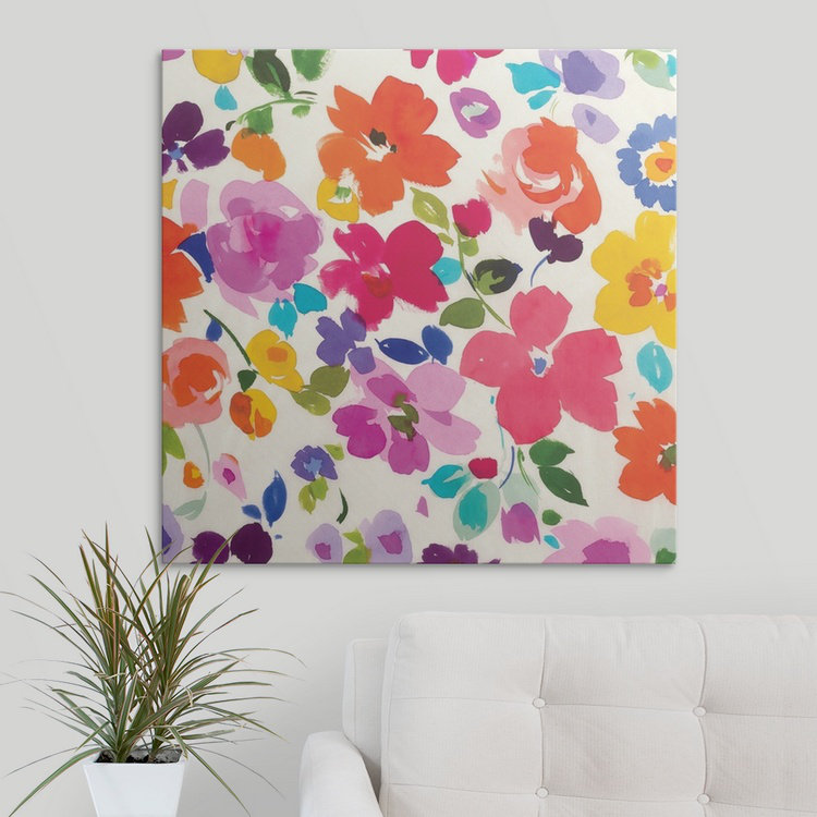 «», reproduction d’art Bright Florals, H 35 po x l 35 po x P 1,5 po, Toile