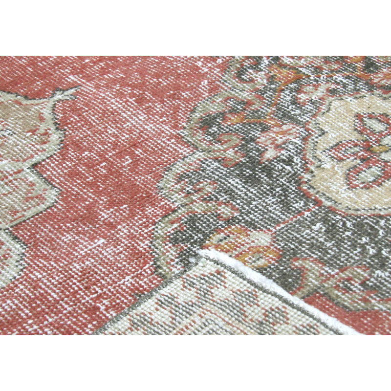 One-of-a-Kind Hand-Knotted 1960s 4'11" x 12'9" Runner Wool Area Rug in Red/Gray/Brown
