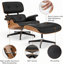 Cuir de grain supérieur, méridienne et repose-pieds de style Mid-Century, conception moderne de chaise classique, support de base robuste pour bureau d'étude de salon, noyer, rehausse