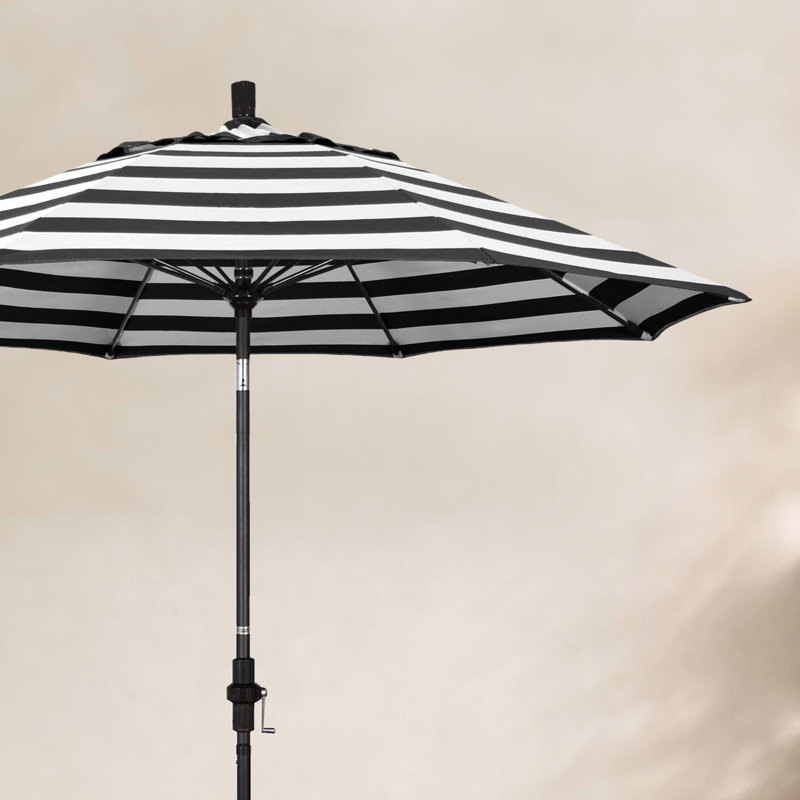 Parasol de marché Sunbrella® 9 pi Roverta, Cabana classique à rayures noires Sunbrella®, Noir