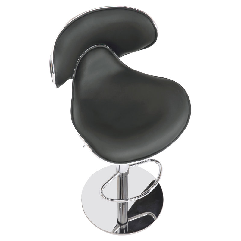 Cevennes Swivel Upholstered Adjustable Height Counter Stool with Metal Frame, Black