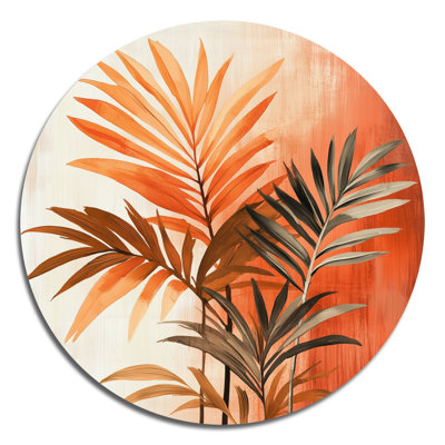 Terracotta Palm Vibes - Palmiers ronds, art mural en métal