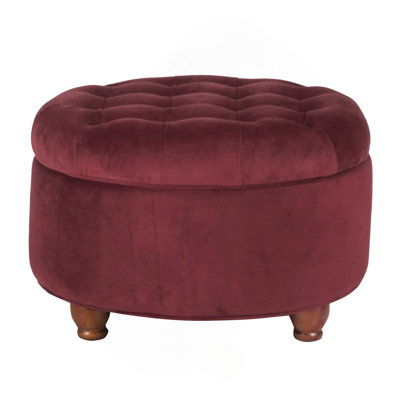 Repose-pieds en velours rembourré avec rangement capitonné en velours, rouge