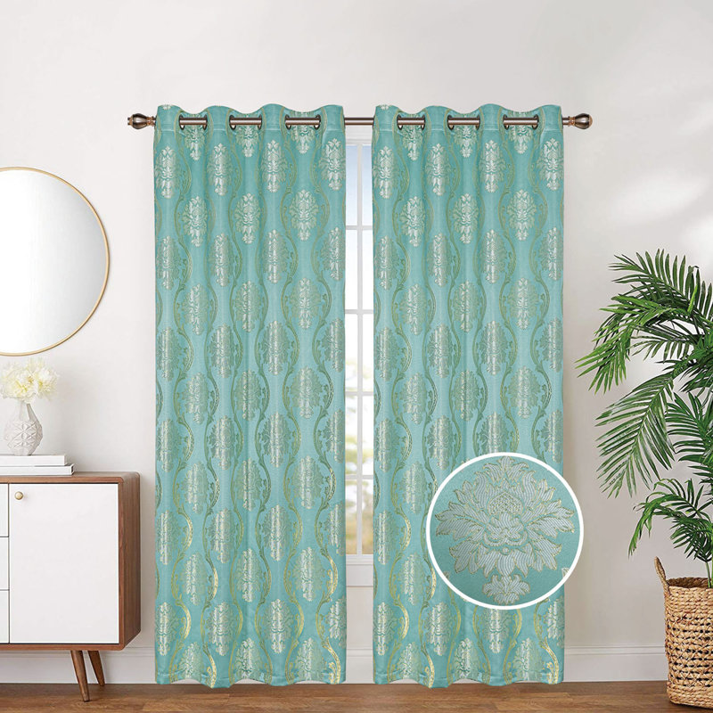 Aelia Room Darkening Curtain Single Panel, Aqua