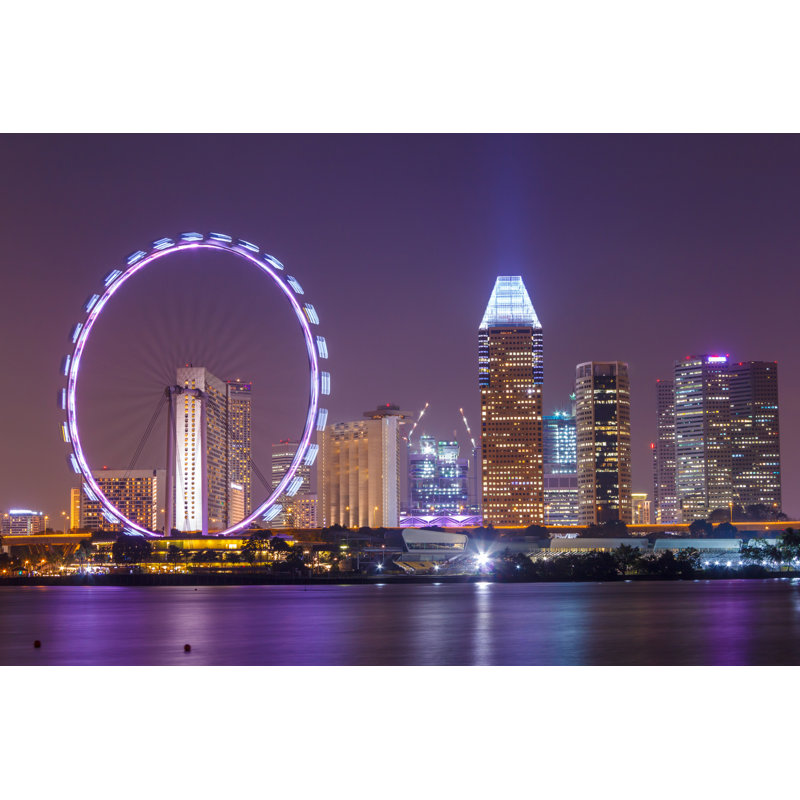 Singapore Night City by TwilightShow - Wrapped Canvas Print, 30cm H x 46cm W