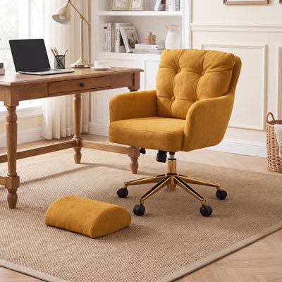 Tufted upholstered office chair with footrest