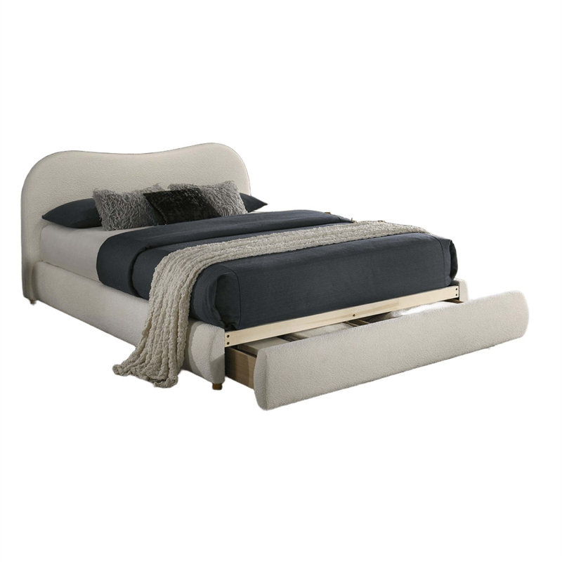 Lit plateforme contemporain avec tête de lit tapissier et rangement intégré pour les chambres à coucher modernes, Très grand