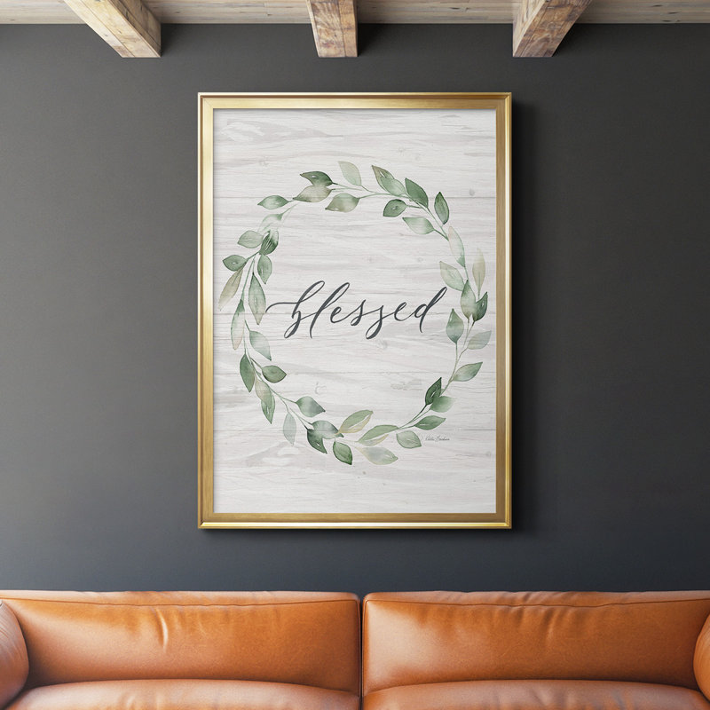 «Blessed Wreath», toile encadrée de qualité supérieure - prête à être accrochée, Cadre doré, H 42,5 po x l 30,5 po x P 1 po