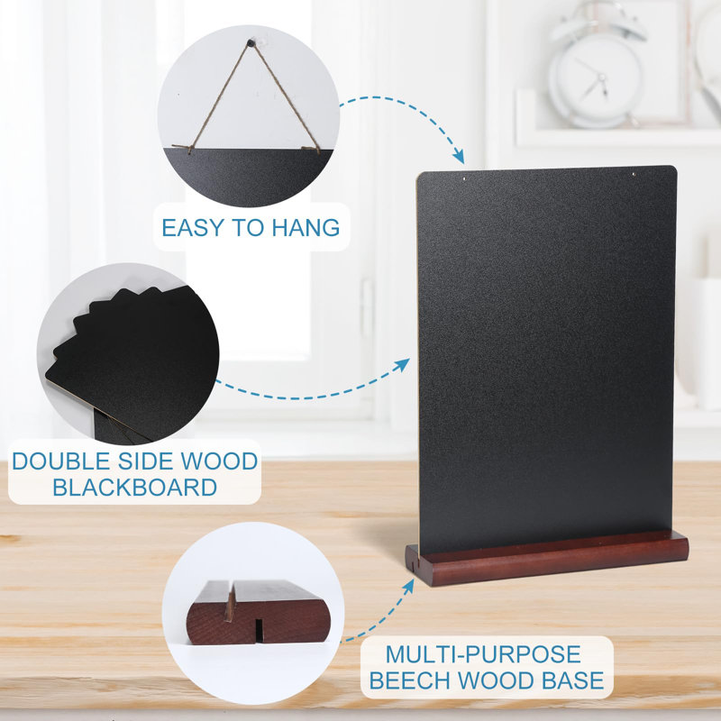 8 X 12 Inch Chalkboard Signs - Small Chalk Board With Wood Base, Erasable Message Board Double-Sided Writing Board Table Menu Board For Kitchen Wedding Bar And Restaurant Display (4 Packs)