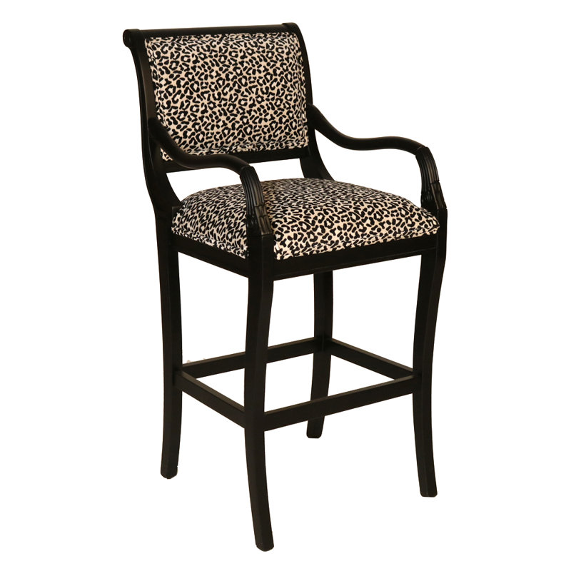 Tabouret de bar en bois massif Dagenham, Beige, Noir