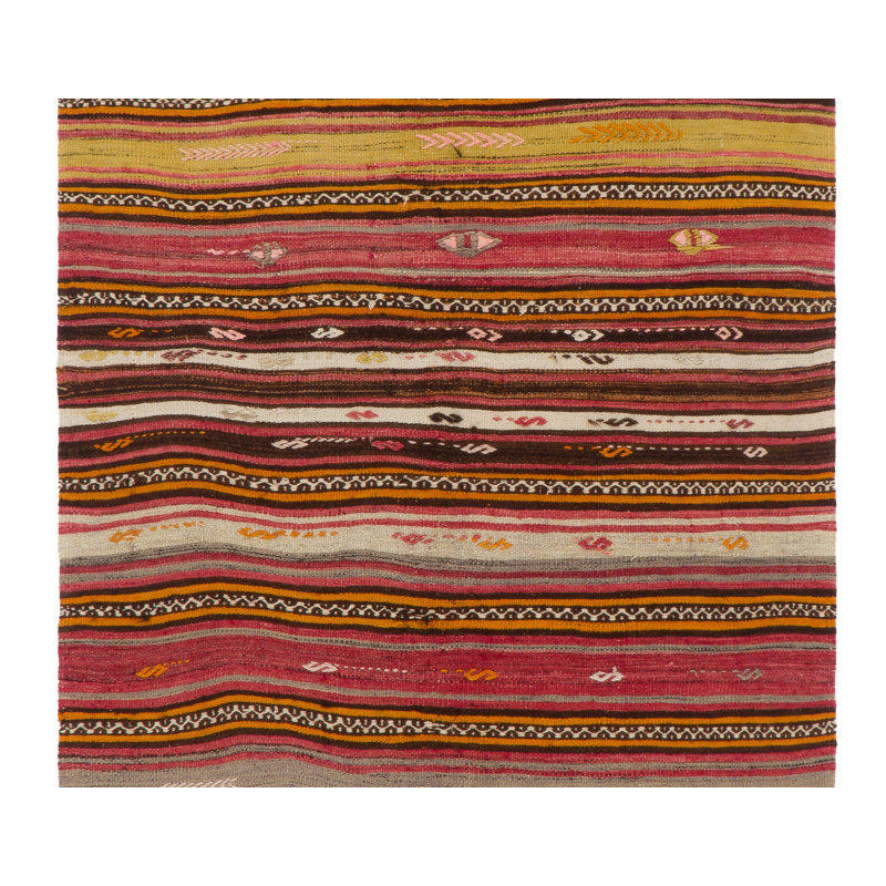 Kilim turc rétro tissé à la main 4,6 x 10,8 pi (tissage à plat), entièrement en laine