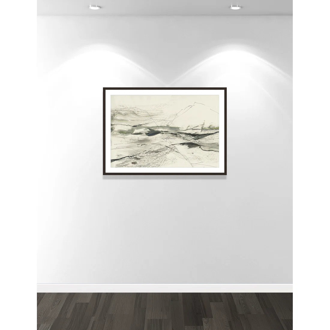 Green Sketches Print by PI Studio, 29.5" H x 41.5" W x 1.25" D, Walnut Box Picture Framed, White