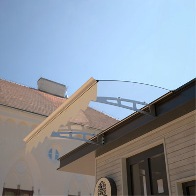 Auvent de fenêtre Series en tôle de polycarbonate solide de 0,13 po d'épaisseur et alliage d'aluminium avec cantonnière de 47 po de largeur x 34 po de profondeur