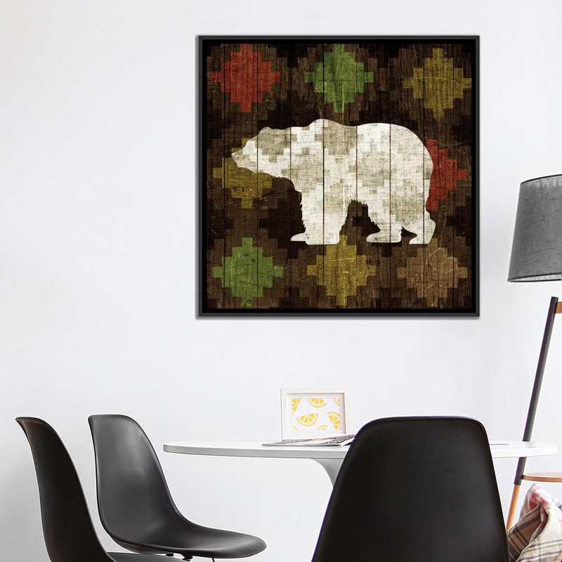 « sud-ouest dépôt ours », impression sur toile, H 18 po x l 18 po x P 1,5 po, Toile avec cadre noir, Pas de tapis