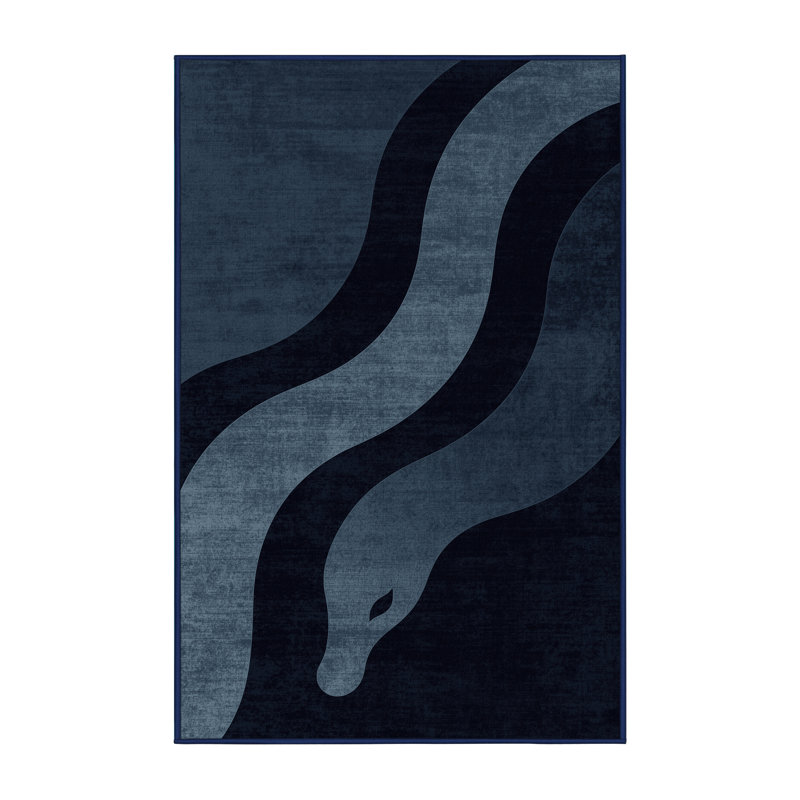 Tapis bleu moelleux moelleux et moelleux Hydra, 2 pi x 3 pi
