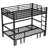 Pull-Out Metal Bunk Bed, Lower Bunk Can Be Pulled Out In Three Sections, Top Bunk Equipped With Safety Rails, Black.-795776043