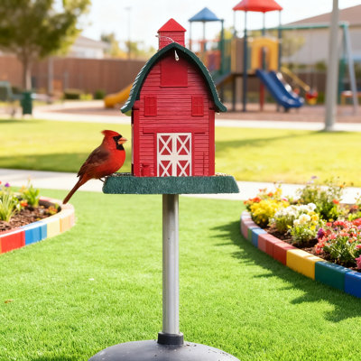 Village Collection Bird Feeder With Realistic Red Barn Design, Squirrel-Proof Hanging Cable, Easy Lift-Off Refill, And 3-Year Warranty For Attracting Songbirds