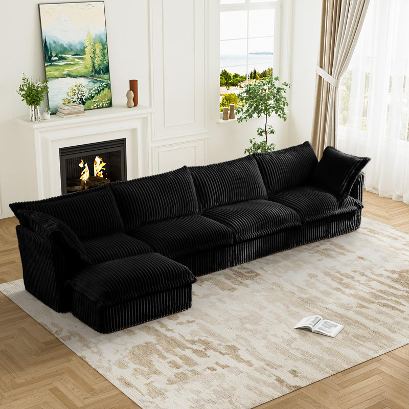 Canapé modulaire avec repose-pieds pour ensemble de salon modulaire Shetucket, H 34,5 po x l 156,5 po x P 55 po