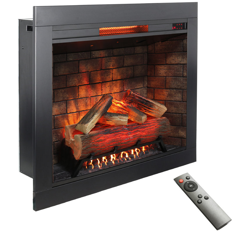 Foyer électrique à infrarouge avec insert de 33 pouces et ensemble de garniture amovible - Chaufferette à écran tactile pour foyer sans fumée et bruit de flamme craquelée Options de luminosité réglables 1500 W de chaleur