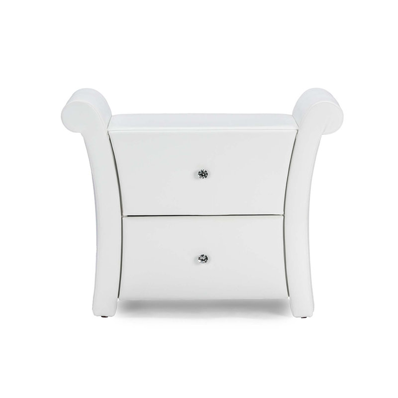 Table de chevet 2 tiroirs Caden, Blanc