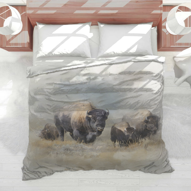 Édredon Bison Watercolor Art, Lit simple