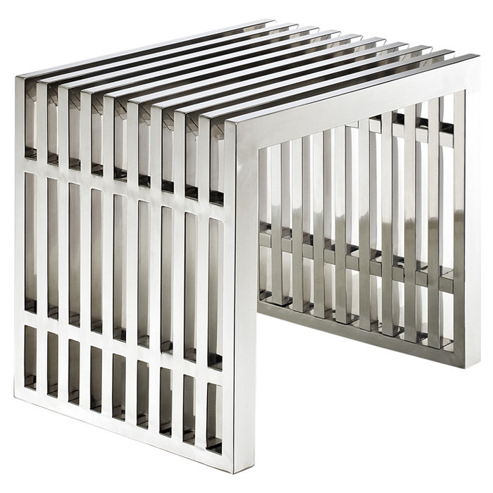Gridiron Small Silver Stainless Steel Multi-Purpose Bench with Storage