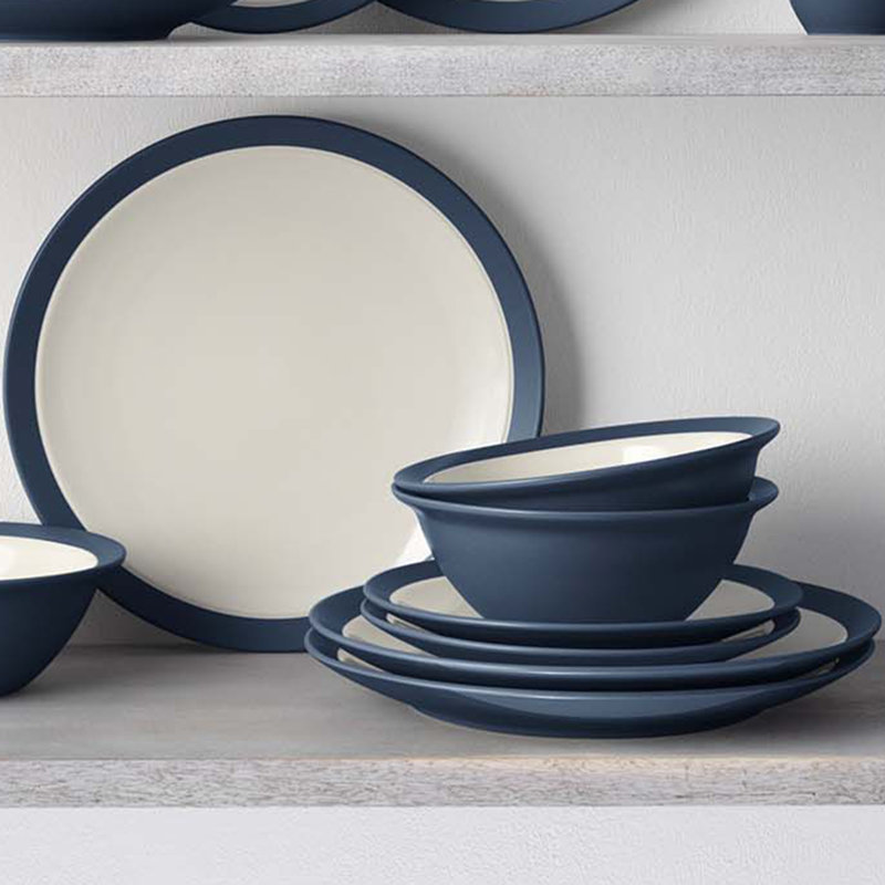 Noritake Colorwave 16-Piece Curve Dinnerware Set, Service for 4, Blue