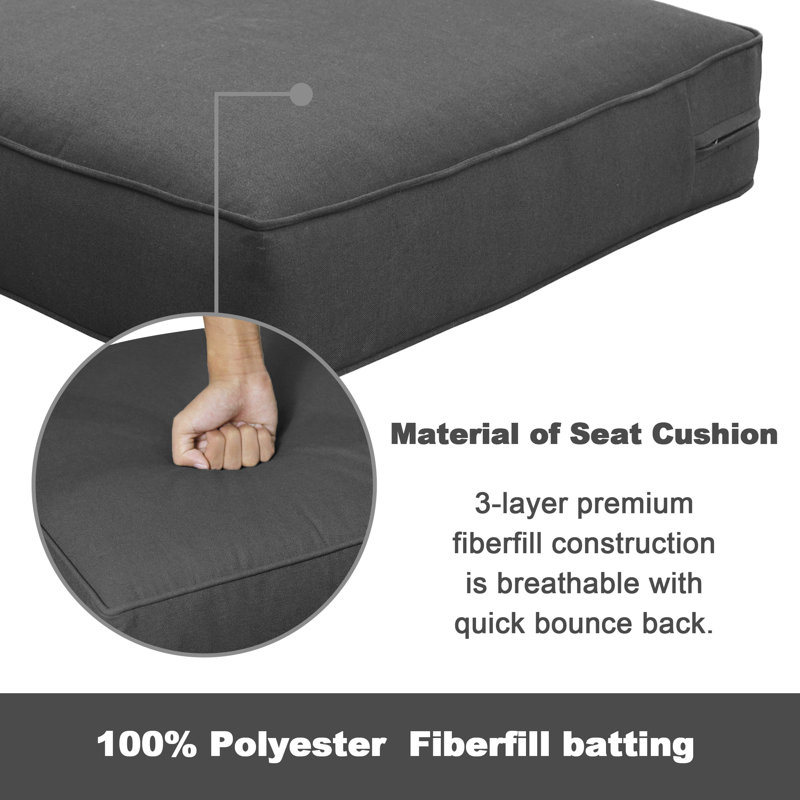 Outdoor/Indoor Chair Cushion Set, Deep Seat Patio Furniture Replacement Cushions, Gray