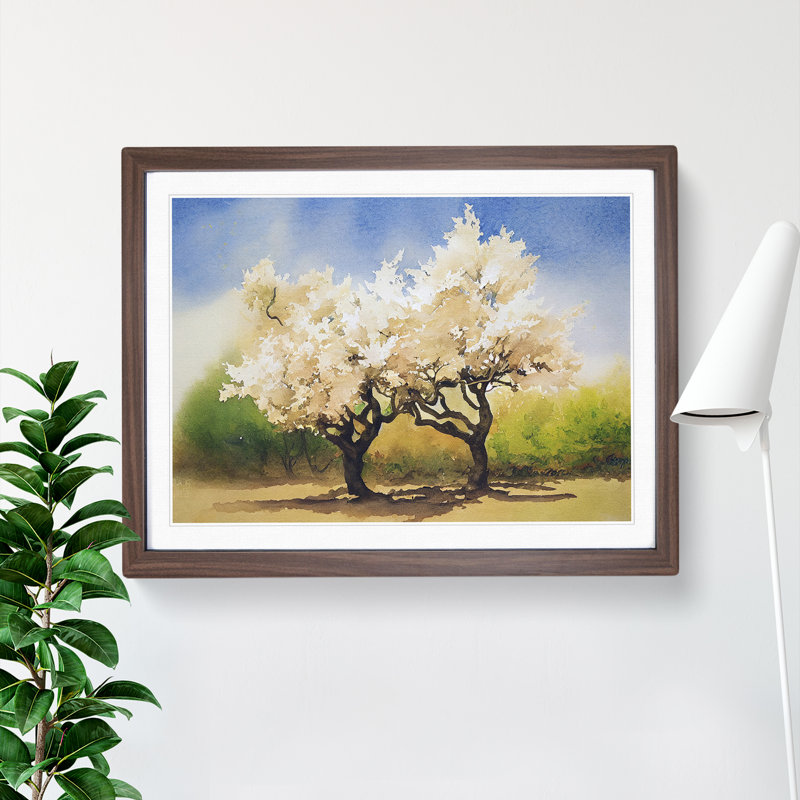 Sparkling Trees - Framed Print, 46cm H x 64cm W x 2cm D, Walnut