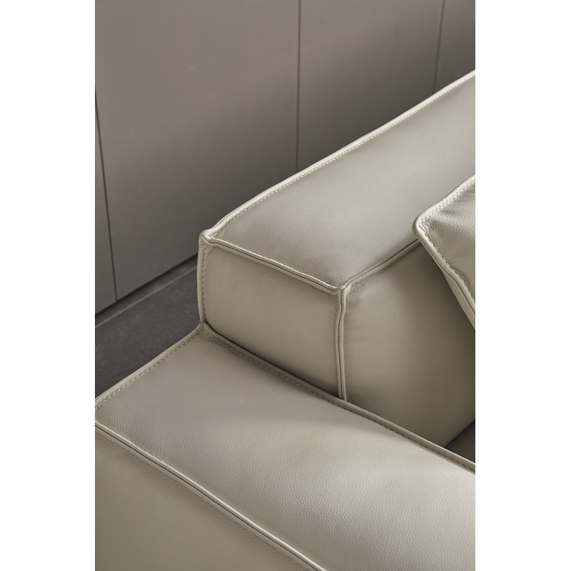 Chaise en cuir EK8008, Cuir véritable gris clair