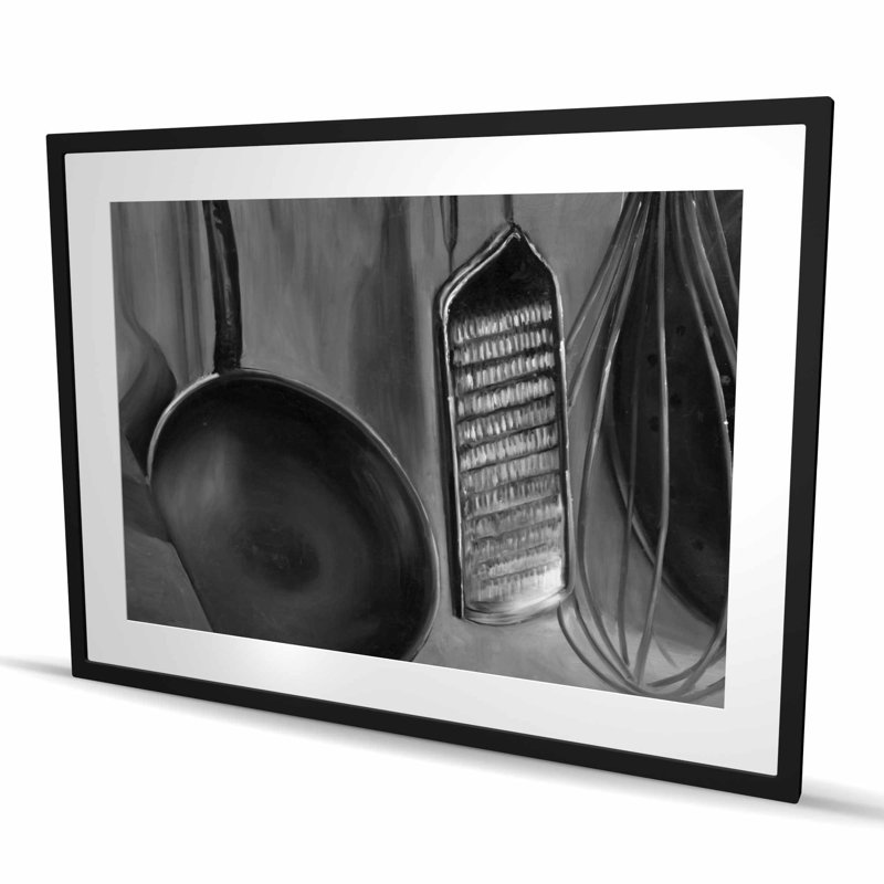Outils de cuisine pour chef - décor encadré gris mat