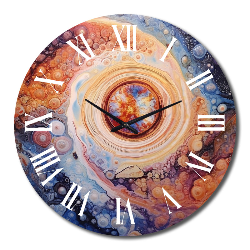 Horloge murale en métal jaune et orange, Grand