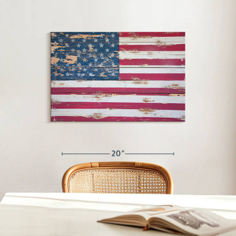 Borges Distressed American Flag, 16" H x 24" W