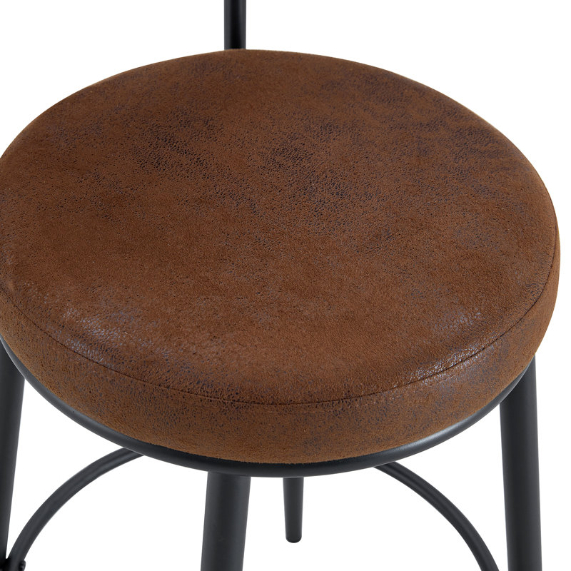  Ensemble de chaises de bar ergonomiques avec siège en tissu technique brun et pieds en métal noir, ensemble de 2 pièces pour salle à manger de 35,5 po de hauteur, brun