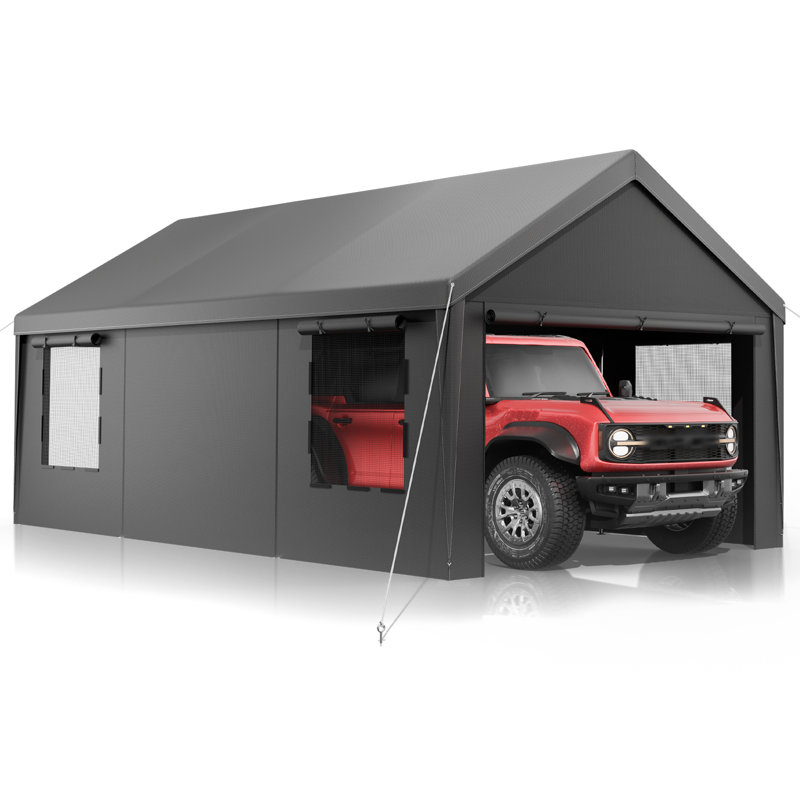 Velway 12Ft. W x 20Ft.D Heavy Duty Metal Carport with Galvanized Steel Roof, All-Weather Outdoor Canopy Shelter for Cars, Trucks, Boats & RV, Rated 100MPH Wind/35PSF Snow Resistance