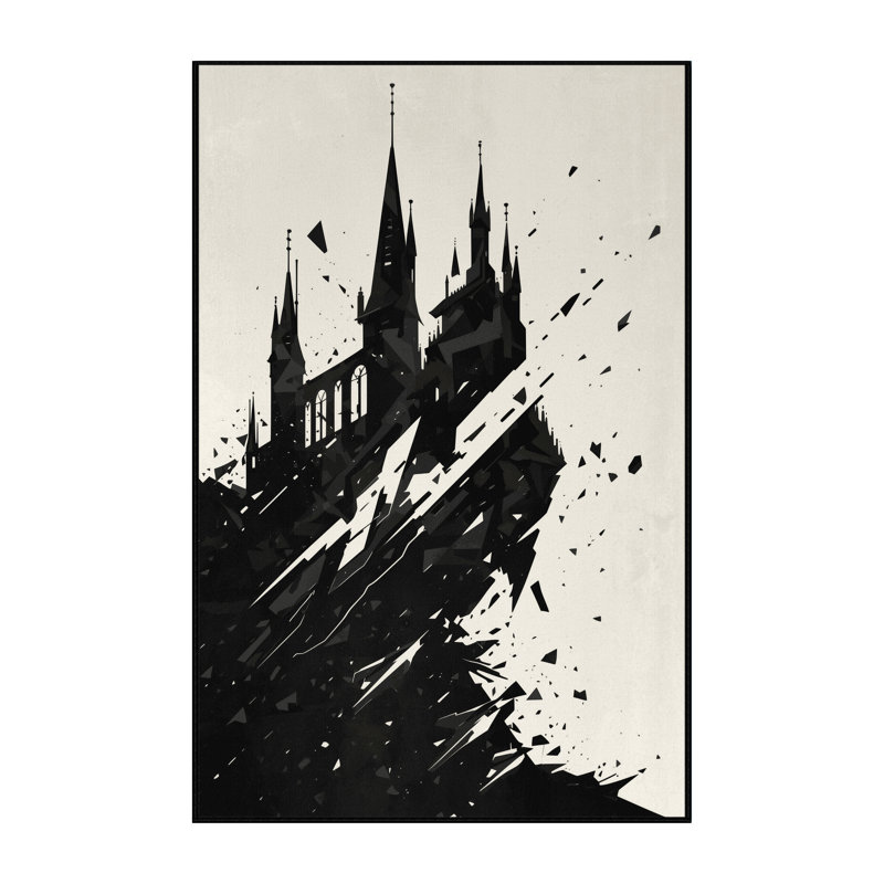 Soft Plush Chittening Cursed Castle Modern Abstract Area Rug in Beige – Black Binding, 8x10