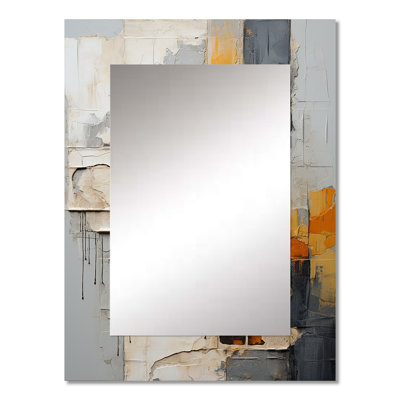 Abstract Assemblage I - Abstract Collages Decorative Mirror, Modern Large Wall Mirror, Printed Metal Art
