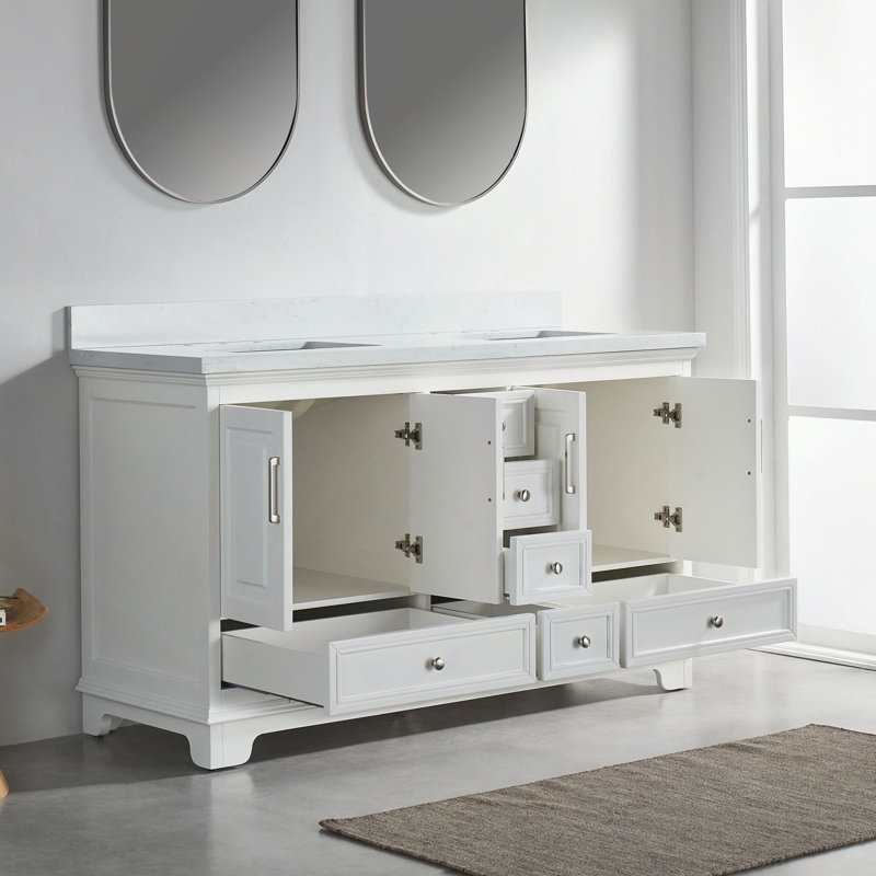 60" Freestanding Double Bathroom Vanity With Artificial Stone