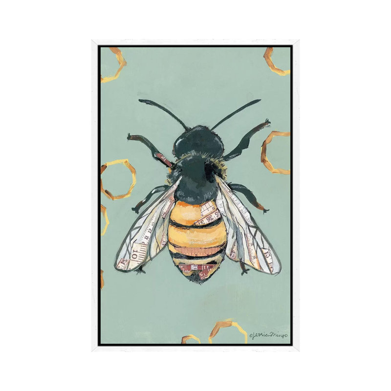 Bee 1 Piece Painting on Canvas, 66.04 cm H x 45.72 cm W, White Framed