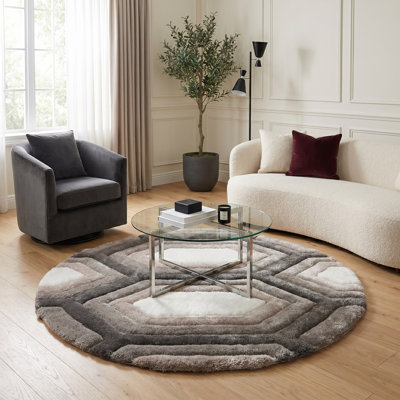 Tapis géométrique blanc / gris / noir Gretchen