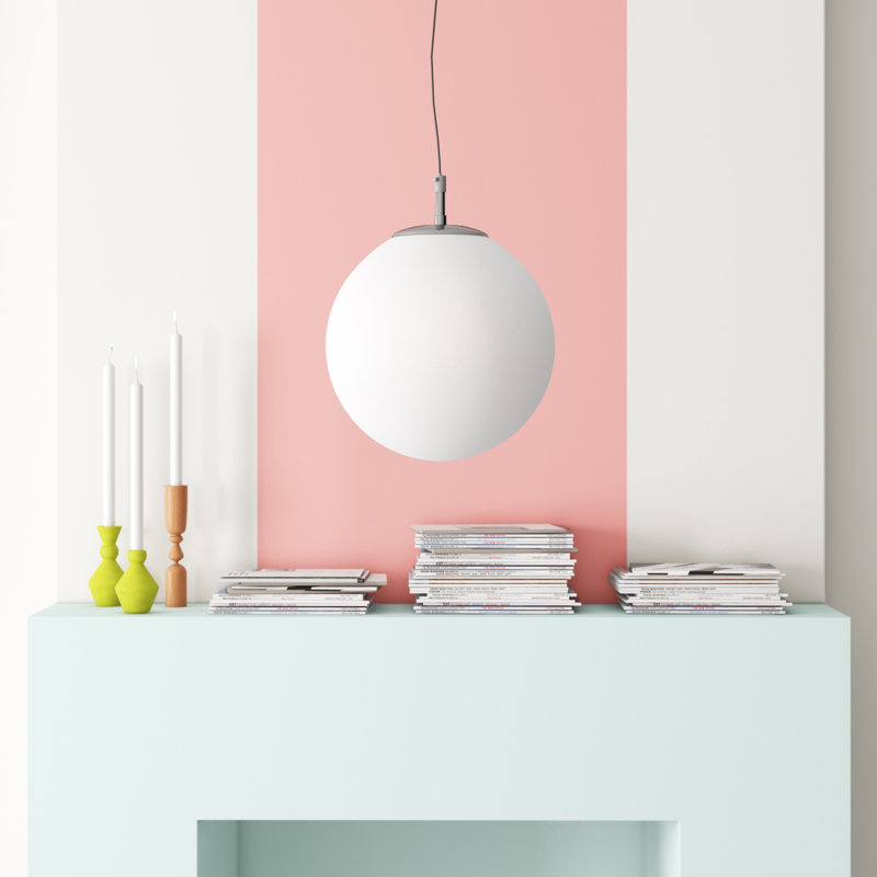 Advika 1 - Light Satin Silver Sphere Pendant, 40cm H x 30cm W x 30cm D
